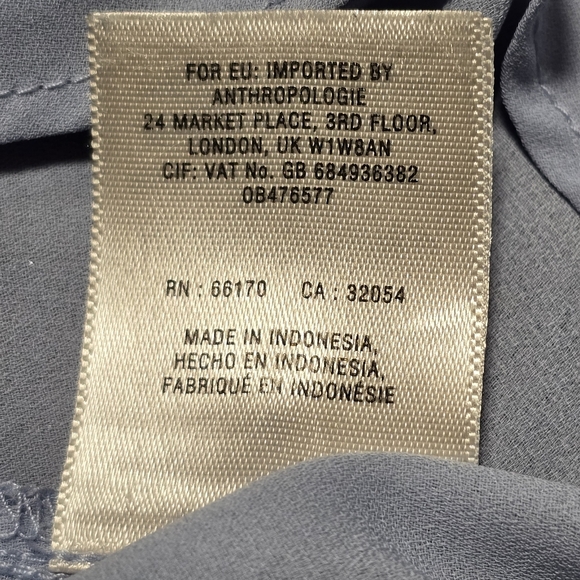 Maeve Blouse Womens 8 Blue Sheer Lace Yoke Short Sleeve Tunic Top Anthropologie - Picture 11 of 11